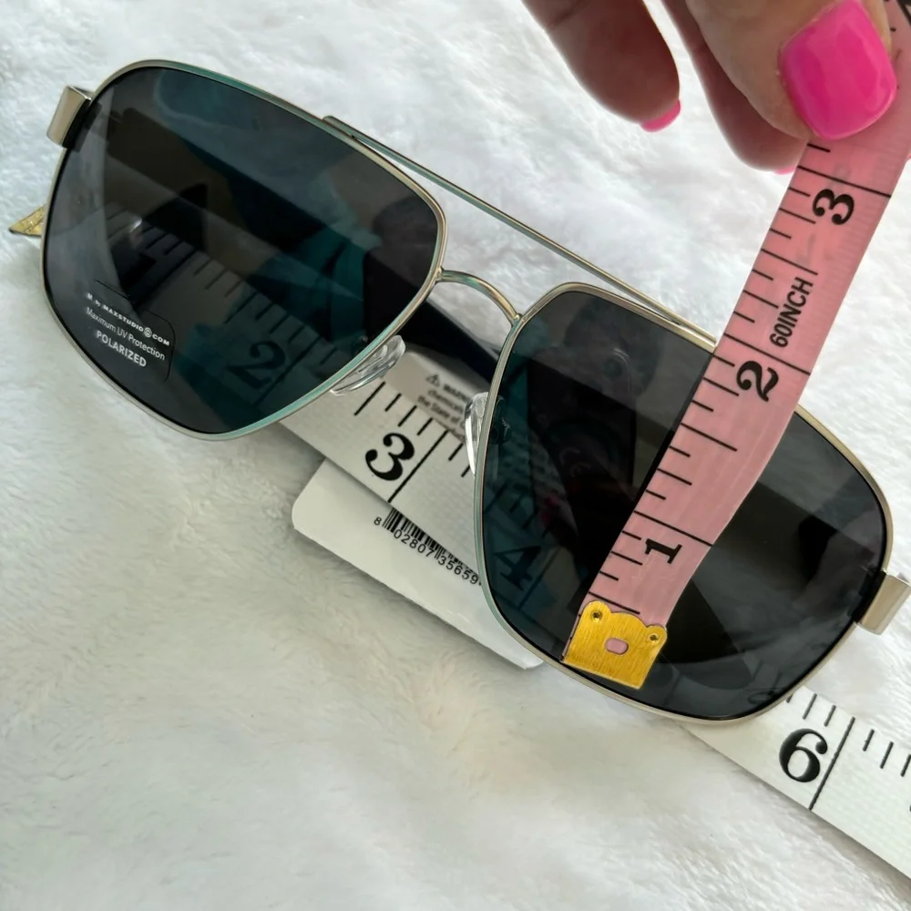 M BY MAXSTUDIO Men's Aviator Rectangular Polarized Sunglasses--MX9457--NWT
